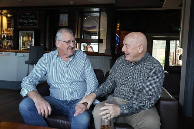 Clive Smith and Bip Wetherell at the Raven, launching their new book Rocky Road: By the Time I Get to Phoenix about Corby's music, entertainment and pub scene. Image: Alison Bagley
