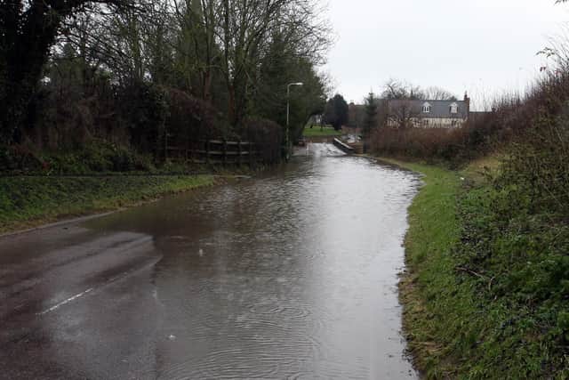 A flooded road in Braybrooke