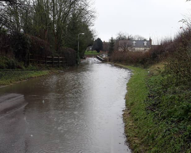 A flooded road in Braybrooke