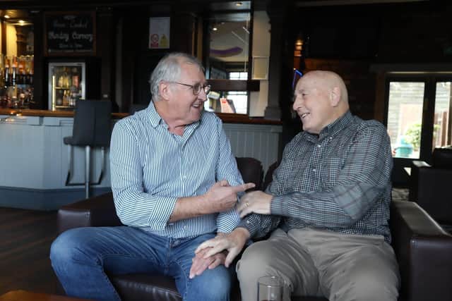 Clive Smith and Bip Wetherell at the Raven, launching their new book Rocky Road: By the Time I Get to Phoenix about Corby's music, entertainment and pub scene. Image: Alison Bagley
