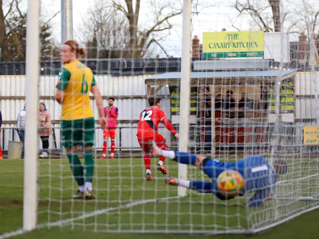 Dan Jarvis fired home the only goal of the game at Hitchin (Picture: Peter Short)