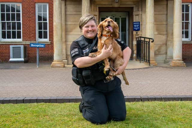 PD Rosie and her handler PC Sam Clark.