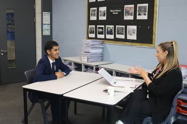 DWP staff at Mock interview went at Corby technical School
