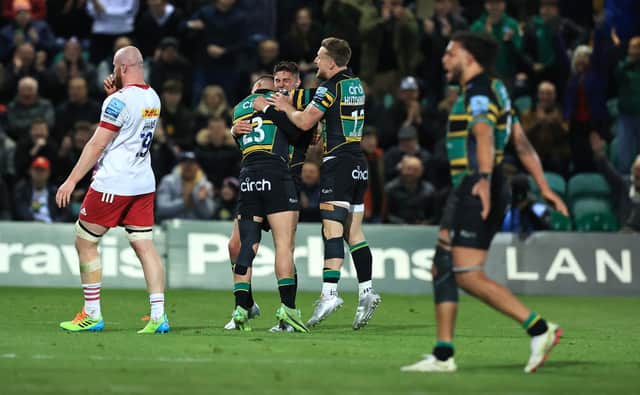 Saints celebrated after securing a memorable and crucial win against Harlequins last time out