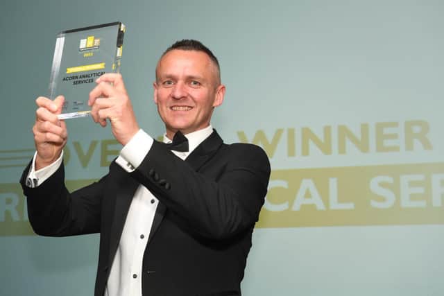 Photo shows SME Northamptonshire Business Awards 2023 Overall Winner, Acorn Analytical Services. 