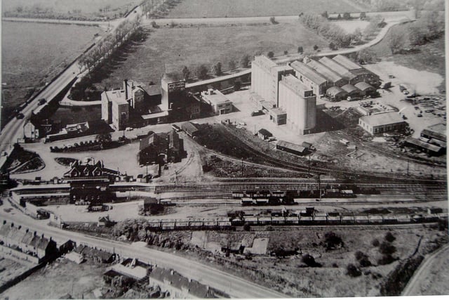 Whitworths Mill seen from a plane in the late 1950s