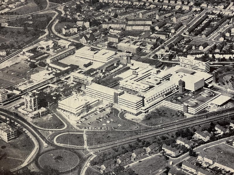 By the end of the 1970s the town centre was complete, with Grosvenor House, a full-length Corporation Street and the multi-storey car park all in use.
