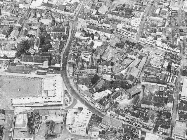 1972, Kettering town centre from the air Every Picture Tells a Story by Dave Clemo