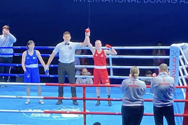 Lauren Mackie got her arm raised in the last 32 of the World Youth Boxing Championships