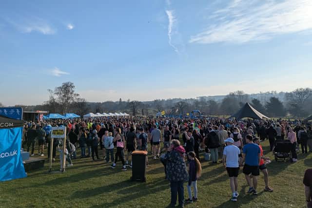 A field at Wicksteed Park was turned into the event village, where runners would prepare for the race, and relax afterwards