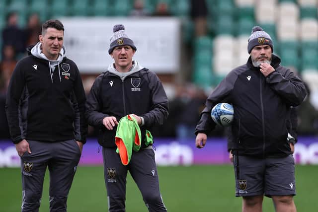 Matt Ferguson (right) with Phil Dowson and Sam Vesty (photo by David Rogers/Getty Images)