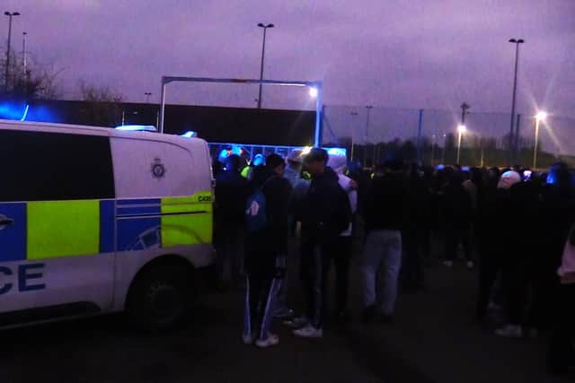 Trouble flared in the car park following Corby Town's 1-0 defeat at Harborough Town on Saturday. Picture by David Tilley