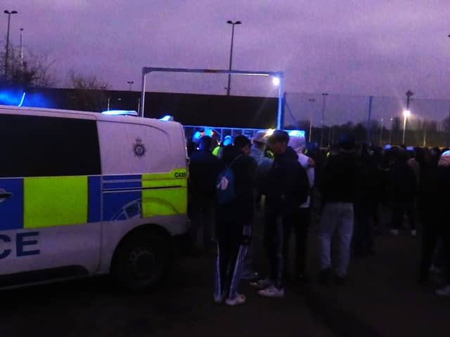Trouble flared in the car park following Corby Town's 1-0 defeat at Harborough Town on Saturday. Picture by David Tilley