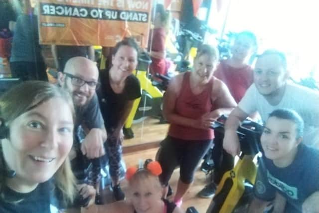 Gym members were keen to get involved with the charity spinathon