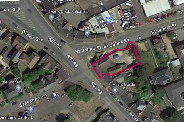 The resident parking and additional building would be located at the rear of the property, off St Johns St. 
(Credit: Google)