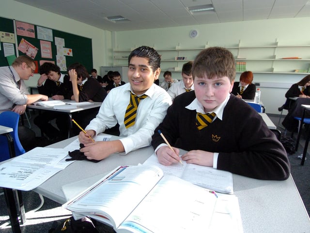 Corby, Kingswood School- Maths teacher Neil Addy with his class January 2011