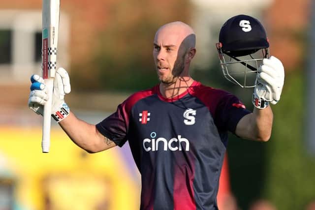Chris Lynn celebrates one of his two centuries for the Steelbacks last summer