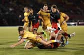 Jonny Weimann in action for Saints during the PREM Rugby Cup win at Saracens at the start of last season (photo by Richard Heathcote/Getty Images)