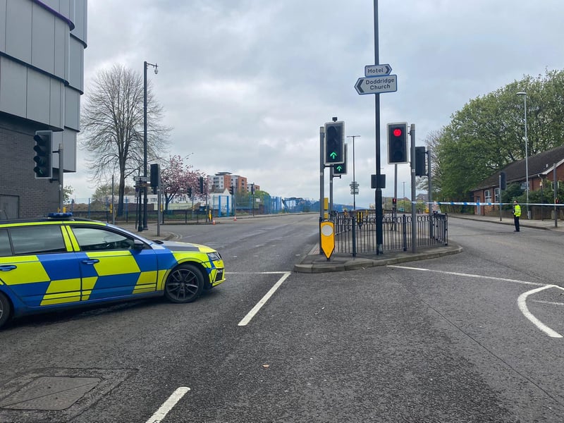 Police have a number of roads around the Spring Boroughs building site cordoned off.