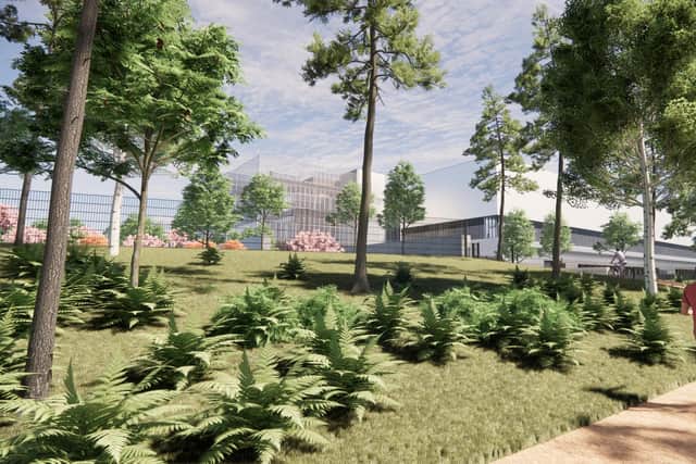 An early artist's impression of how the new campus might look. Image: GLP / Nike
