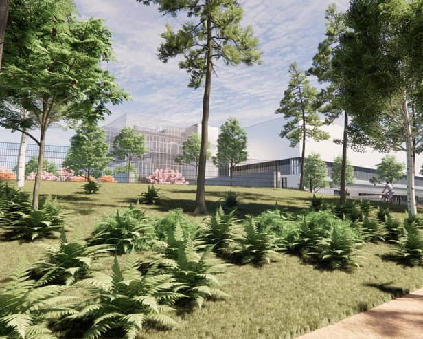An early artist's impression of how the new campus might look. Image: GLP / Nike