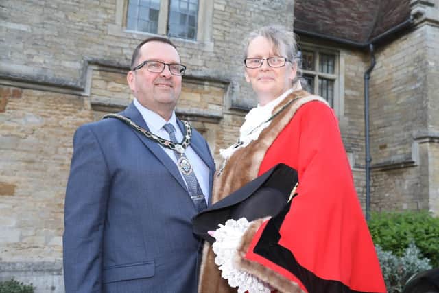 Cllr Paul Harley Mayor's consort and Cllr Tracey Smith Mayor of Rushden