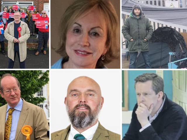 Corby and East Northamptonshire's general election candidates. From top left: Labour, Lee Barron; Independent, Karen Blott; Green, Lee Forster. From bottom left: Liberal Democrat, Chris Lofts; Reform, Eddie McDonald; Conservative, Tom Pursglove.
