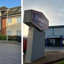 The flats that Erin and her family live in (left) and the Hampton-by-Hilton hotel (right). Images: National World