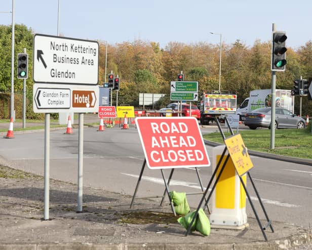 Road closure A43 at Glendon Road, Kettering/IMG