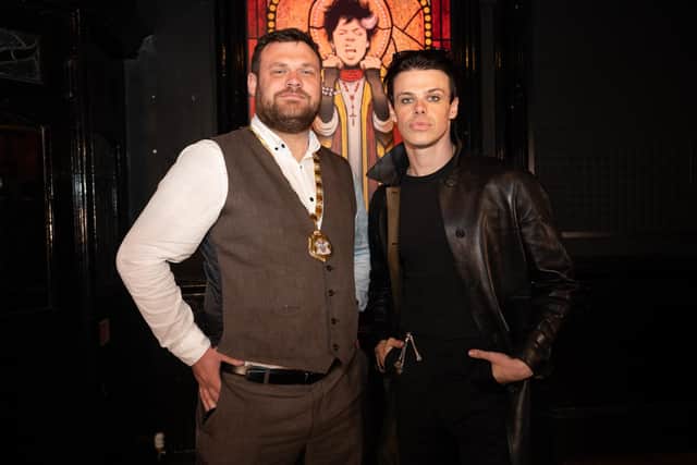 Yungblud with Milton Keynes Mayor James Lancaster at the Craufurd Arms in Milton Keynes on Tuesday, May 27. Photo by David Jackson.