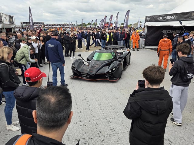 Spectators flock around this Pagani