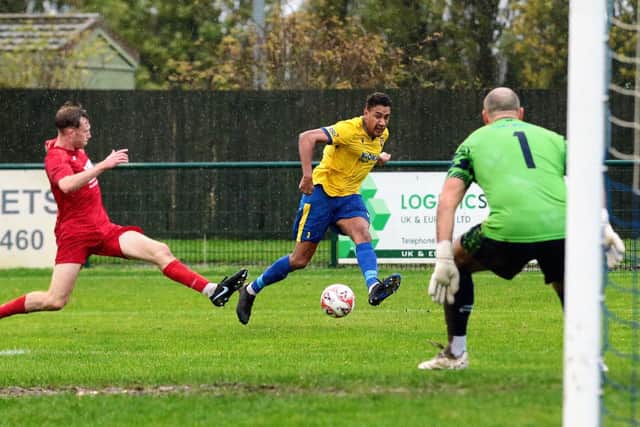 Glen Walker on the attack for Wellingborough Town in their 5-4 win over Coleshill Town on Saturday (Picture: Rob Webb)