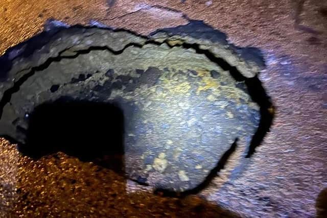 The 'sink hole' in Gladstone Street, Rothwell