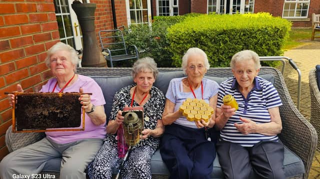 Local beekeeper Mark from Desborough at Elm Bank Care Home in Kettering with is educational talk about bees.