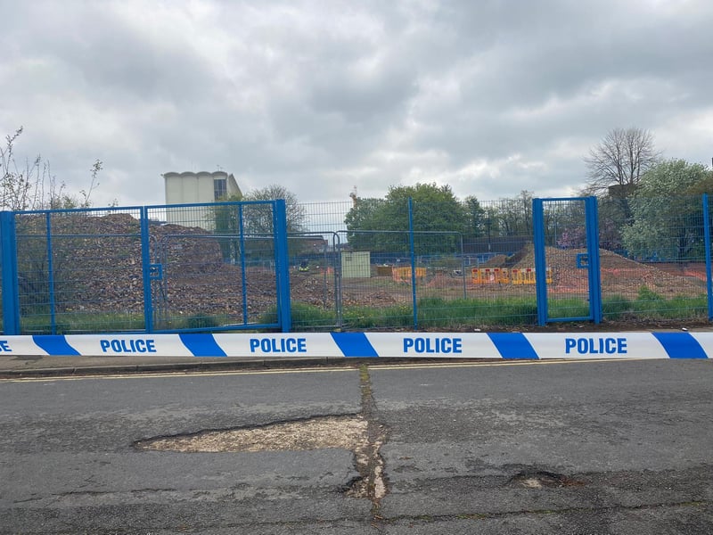 Police have a number of roads around the Spring Boroughs building site cordoned off.