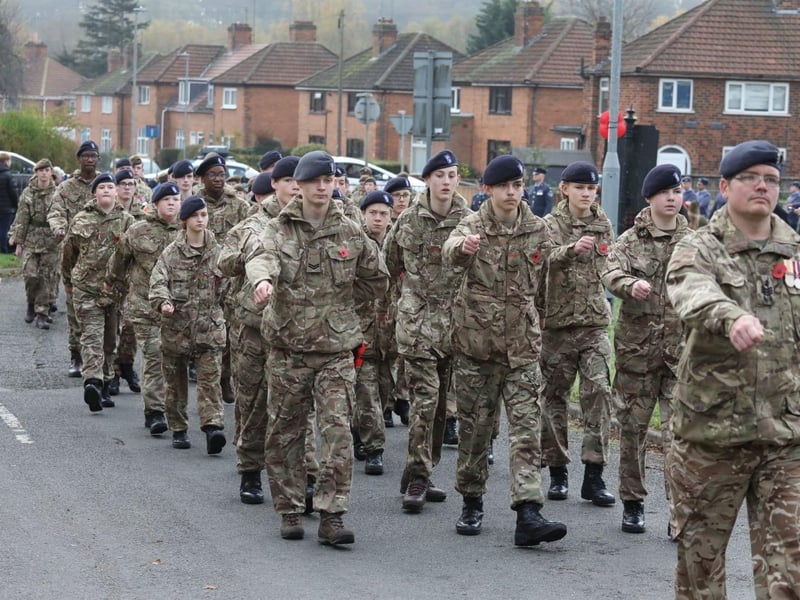 Corby RBL Remembrance Sunday parade and service at Corby War Memorial/
