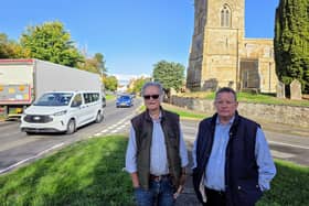 Veteran Isham bypass campaigner Graham Rait and Andrew Tidbury chairman of Isham Parish Council /IMG