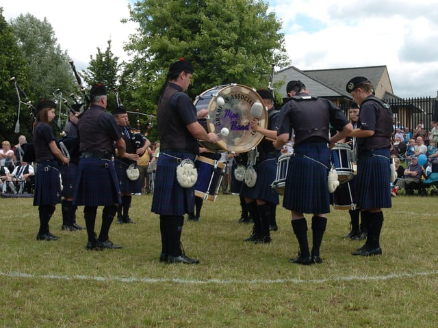 Corby Highland Gathering 2008: The Grampian Association Pipe Band, Corby, compete with bands from accross the country