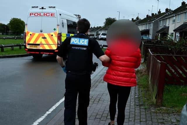 The moment Lyda Petraviciute was arrested and taken from her home in Bonnington Walk, Corby, in October last year