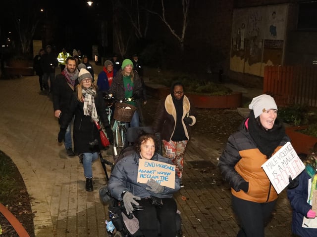 Reclaim the night march against domestic violence Kettering:women's march Kettering