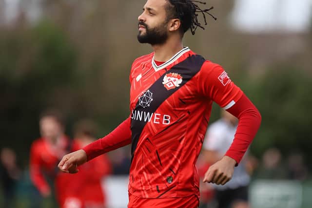 Bruno Andrade pictured during his Kettering debut in the 6-0 loss at St Ives (Picture: Peter Short)