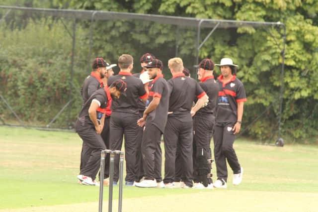 Brigstock celebrate a wicket during their big win over Kislingbury Temperance last weekend. Pictures by Finbarr Carroll