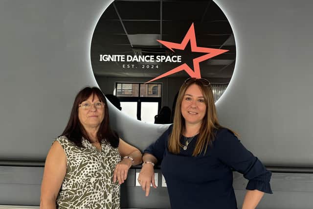 Hallie Colquhoun's grandma Wendy Crooks (left) and mum Emma Colquhoun (right) are opening a dance space in her memory in Corby today. Image: National World