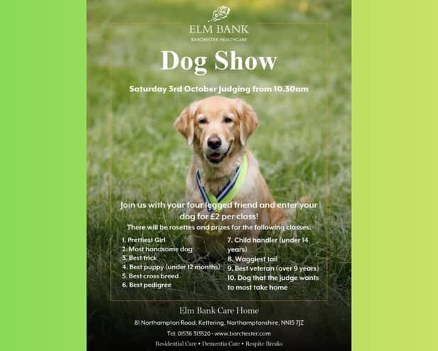 The dog show is on Saturday, October 3