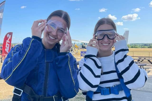 Bronte and Willow Cooper skydiving for Kettering General Hospital/UGC