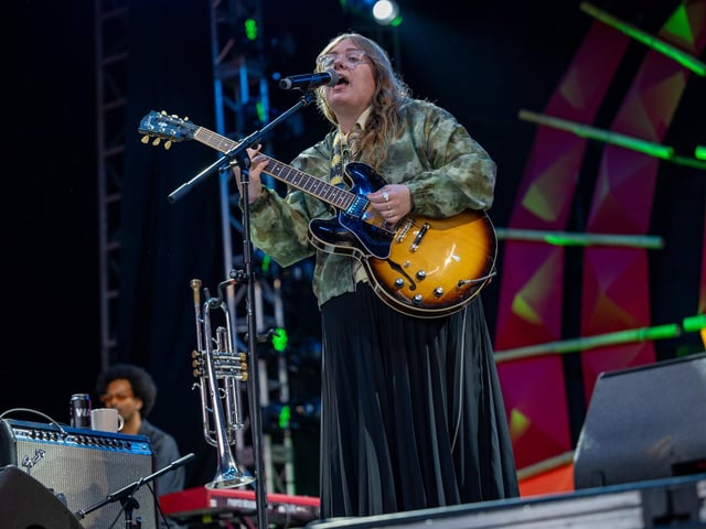 Emma-Jean Thackray on stage at the Shambala Festival on Sunday, August 30, 2026. Photo by David Jackson.