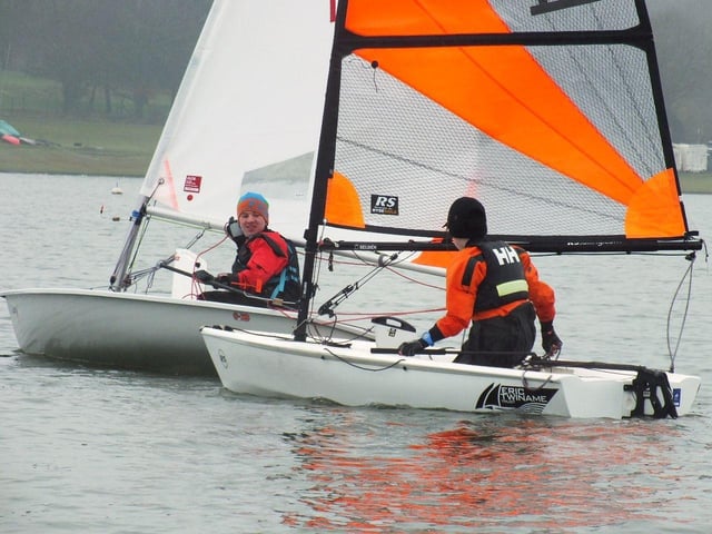 Two young sailors from Middle Nene SC are planning their racing tactics.