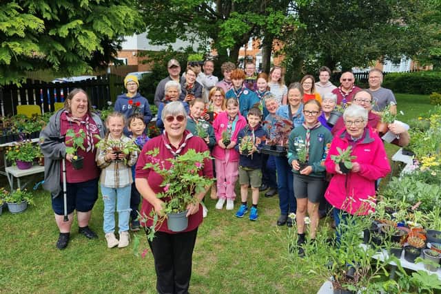 Vicky Geary with the plant sale team at St Michael's Church in Kettering