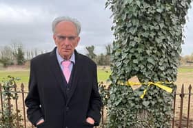 Peter Bone with one of the trees in London Road, Wellingborough