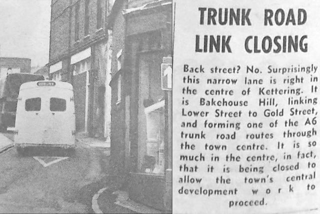 1968 Bakehouse Hill is closed to traffic in Kettering Every Picture Tells a Story by Dave Clemo